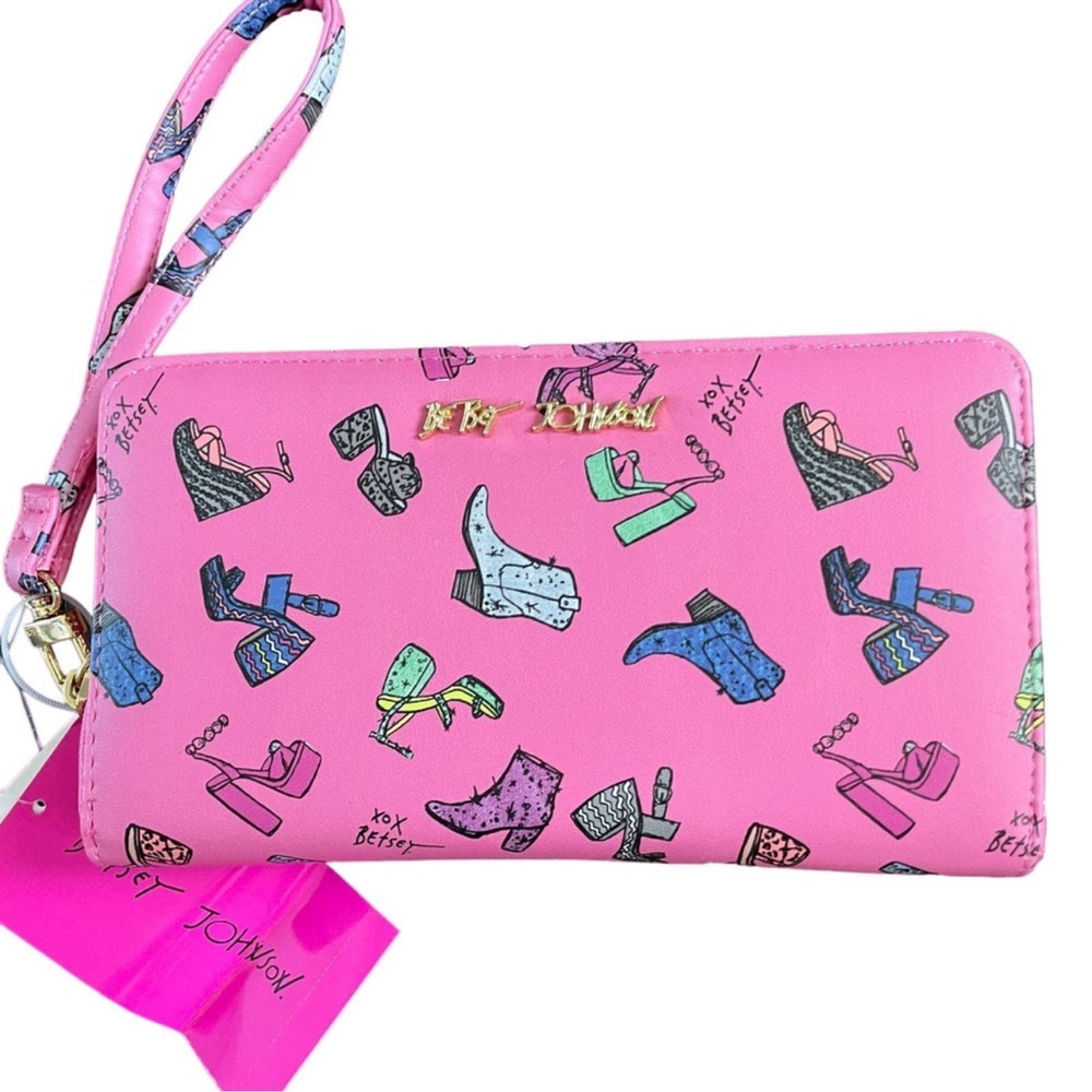 Betsey Johnson Pink Shoe Print Wallet